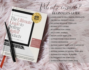 Etsy Digital Product Guide, PLR Ebook Canva Template (Digital File)