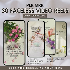 Faceless Reels Instagram Video Canva Template PLR MRR Done For You Content Marketing Digital Marketing Master Resell Rights Digital Product