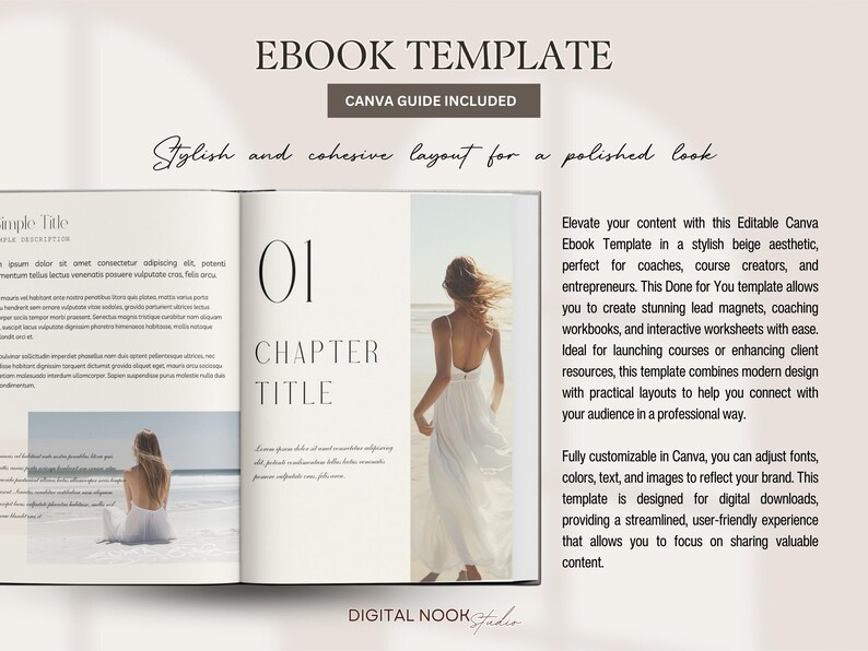 Canva Ebook Template Editable Workbook Lead Magnet Coaching Book Course Creator Done for YouYou Neutral Aesthetic Worksheet Digital Download