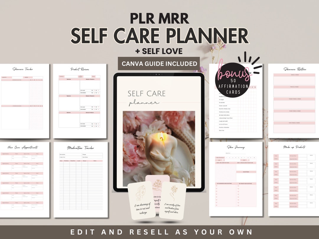 PLR Planner Self Care Resell Done for You Self Love Journal Positive ...