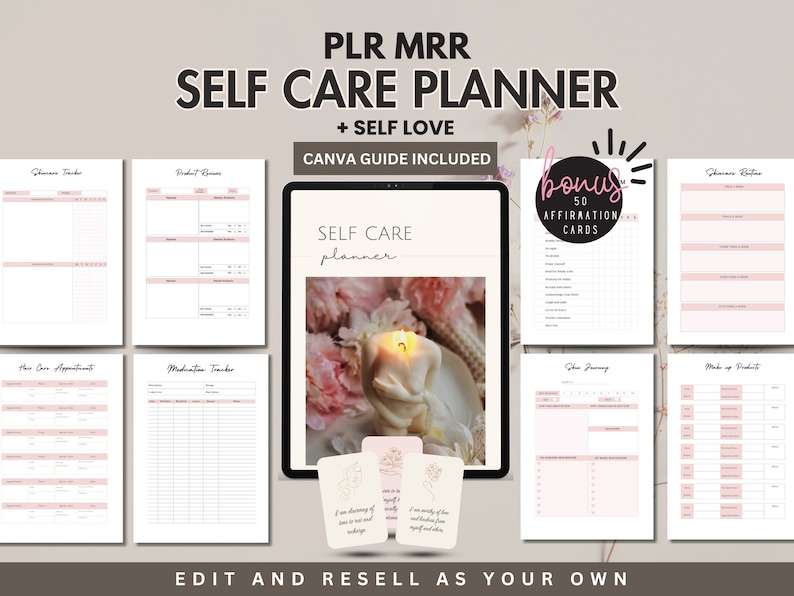PLR Planner Self Care Resell Done for You Self Love Journal Positive ...