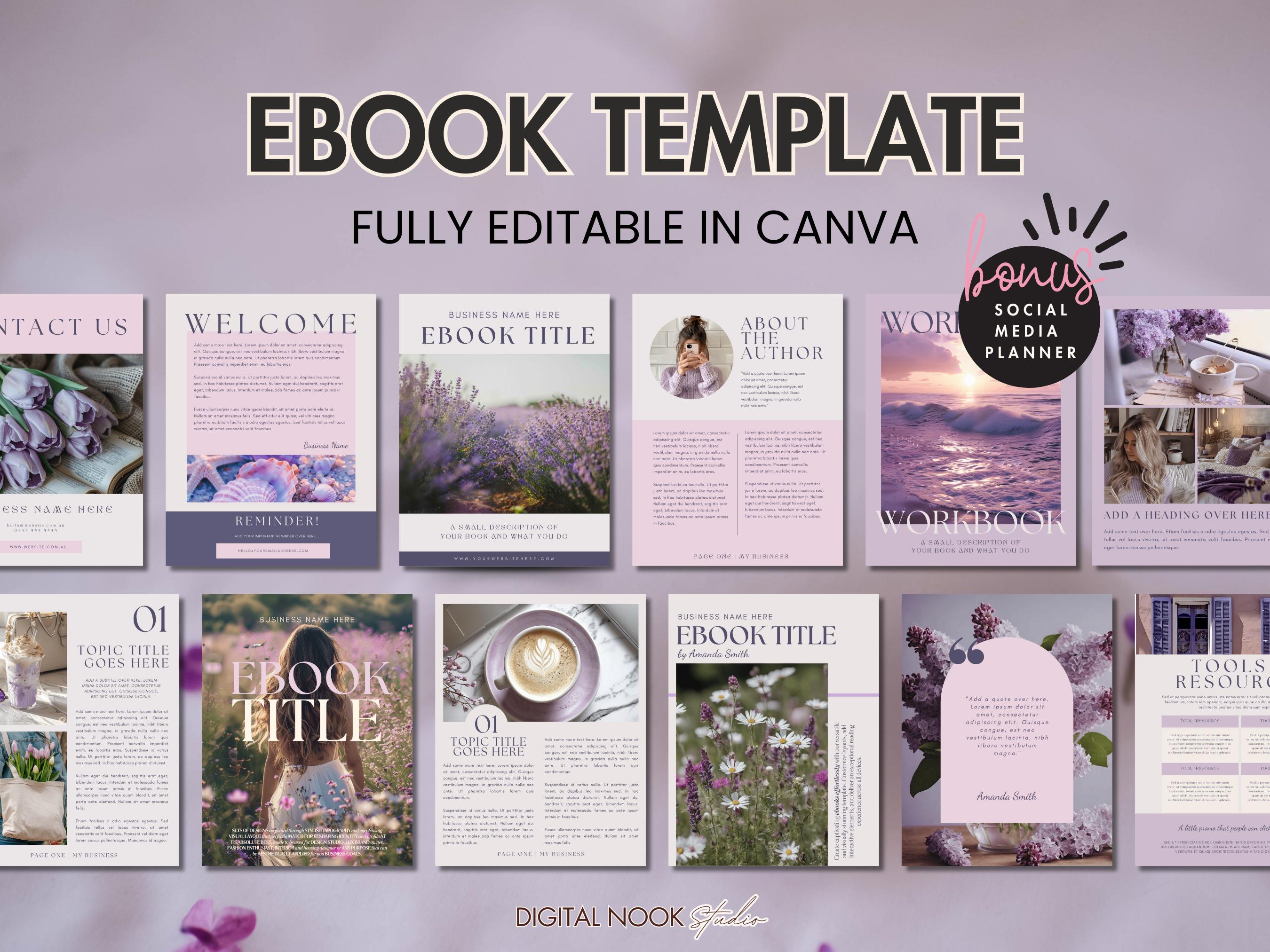 Ebook Template Canva Editable Lead Magnet Coaching Guide Book Course Creator Done for You Purple Aesthetic Workbook Worksheet Download