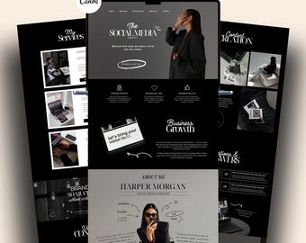 Canva Website Template Social Media Manager Portfolio Marketing Girl Instagram Aesthetic Coach Influencer UGC Landing Page Content Creator