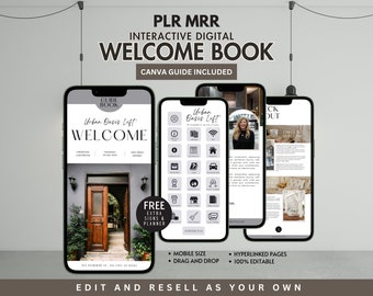 Airbnb Welcome Book Template | Canva Editable, Mobile Guest Guide (PLR MRR)