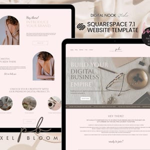Squarespace Coaching Template Digital Product Seller Website Course Creator Page Template Pink Minimalist Theme Custom Square Space Template