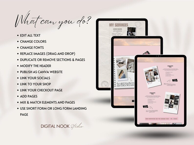 Canva Website Template Creative Portfolio Social Media Manager Marketing Cool Pink Girl Instagram Aesthetic Influencer UGC Content Creator