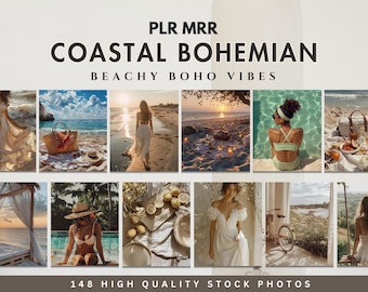 Summer Boho Stock Photo Aesthetic Beach Photography Coastal Vibes Faceless Stock Images Retro Marketing PLR MRR AI Branding Social Media