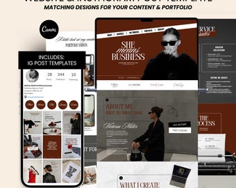 UGC Portfolio Canva Website Instagram Post Template Bundle Editable Content Creator Social Media Kit Influencer Landing Page Aesthetic Site