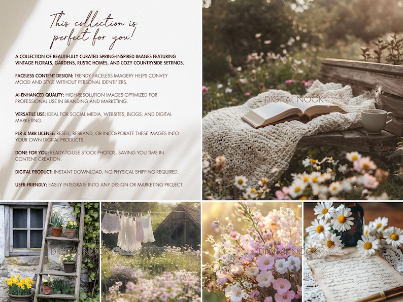 Spring Cottagecore Aesthetic Stock Photo Vintage Garden Photography Content Stock Images Instagram Marketing PLR MRR Branding Social Media