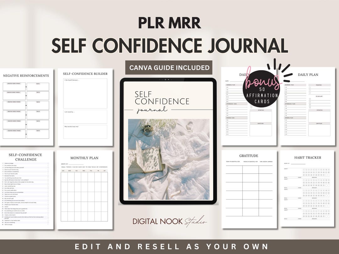 Self Confidence Journal Template | Canva Editable, MRR License (digital ...
