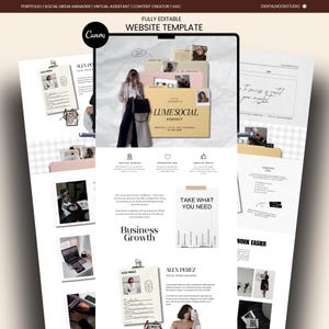 Canva Website Template Social Media Manager Trendy Portfolio Marketing One Page Aesthetic Modern Influencer UGC Landing Page Content Creator
