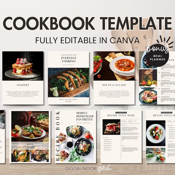 Family Recipe Cookbook Canva Template - Etsy