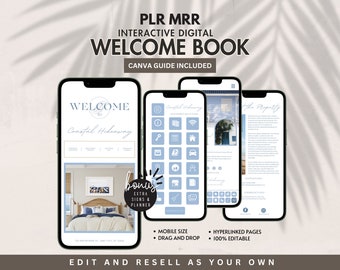 PLR Airbnb Welcome Book PLR Digital Product Editable Guest Book Mobile Interactive Hyperlinked Template Done for you Vacation Rental Guide