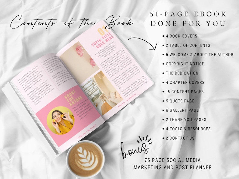 Ebook Template Canva Editable Lead Magnet Coaching Guide Book Course Creator Done for You Pink Modern Workbook Worksheet Digital Download