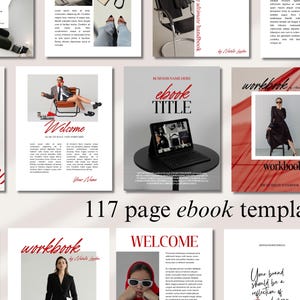 E-boksmall elegant redigerbar Canva-leadmagnet coachningsguidebok kursskapare affärsröd och vit estetisk arbetsbok arbetsblad