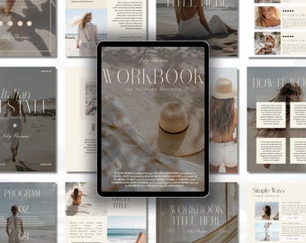 Canva Ebook Template Editable Workbook Lead Magnet Coaching Book Course Creator Done for YouYou Neutral Aesthetic Worksheet Digital Download