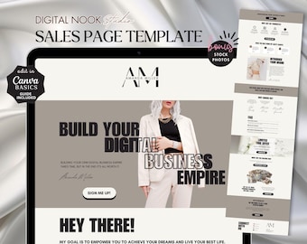 Sales Page Template Done for You Canva Website Digital Product Seller Marketing Page Course Creator Coach Landing Editable Sales Funnel