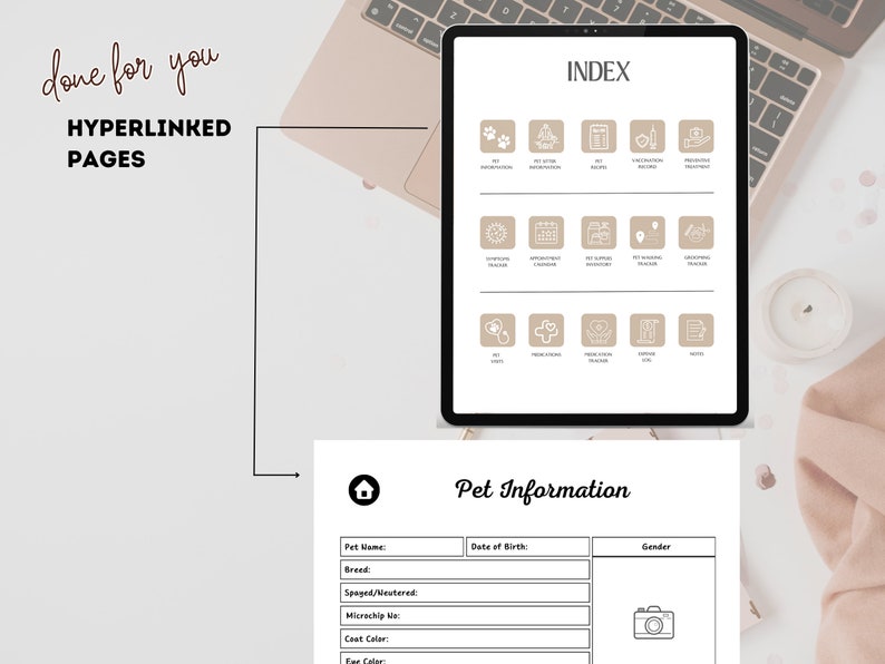 PLR Digital Planner Pet Care Planner Done for you Hyperlinked Planner Editable Canva Private Label Rights License Digital Product MRR Resell