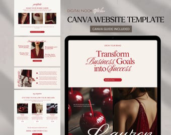 Canva Website Elegant Template Coaching Website Red Modern Bold Aesthetic Landing Page Course Creator Business Web Site Luxury Creative UGC