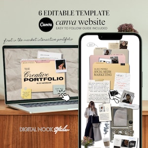 Canva Website Template Creative Portfolio Social Media Manager Marketing Cool Girl Instagram Aesthetic Influencer UGC Page Content Creator