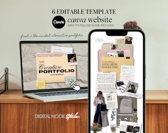 Canva Website Template Creative Portfolio Social Media Manager Marketing Cool Girl Instagram Aesthetic Influencer UGC Page Content Creator