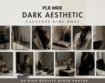 Dark Aesthetic Business Woman Stock Images Faceless Girl Boss Stock Photo Marketing Black Luxury PLR MRR AI Branding Social Media Minimalist