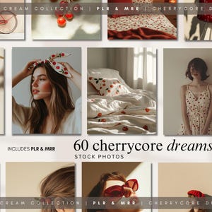 Cherry Red Aesthetic Stock Photo Cherrycore Stock Images Instagram Marketing PLR Red Cream Theme Fashion Vintage Lifestyle Faceless Woman