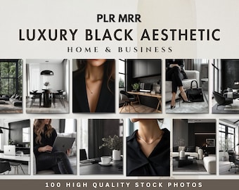 Luxury Black Aesthetic Home and Office Stock Images Faceless Stock Photo Marketing Light Cream PLR MRR AI Branding Social Media Minimalist