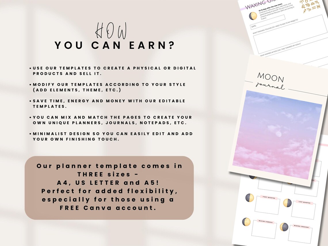 PLR Moon Journal Planner, PLR Planner, Moon Calendar, Done for You ...