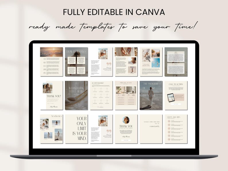 Canva Ebook Template Editable Workbook Lead Magnet Coaching Book Course Creator Done for YouYou Neutral Aesthetic Worksheet Digital Download