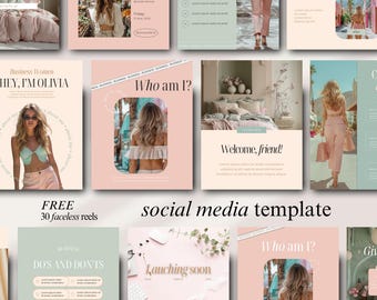 Social Media Template for Content Creators Personal Branding Kit Editable Canva Instagram Posts Stories Carousel Reels Bundle Done For You