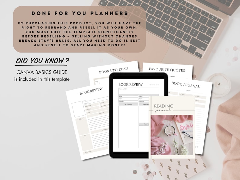 Digital Reading Journal, PLR Reading Journal, Book Tracker, Reading Tracker, Done for you Book Club Journal Plr Mrr Digital Products