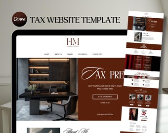 Tax Website Template Canva Tax Season Website Red Aesthetic Landing Page Business Web Site Canva One Page Accounting Website Done For You