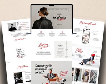 Modern Aesthetic Canva Website Template Social Media Manager Portfolio Marketing Pinterest Inspired Instagram Landing Page Content Creator