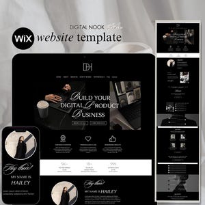 WIX Website Template Coaching Sales Page Gold Black Aesthetic Theme Service Landing Page Course Creator VA Business One Page Luxury Web Site