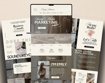 Canva Website Template Coaching Website Black and Beige Aesthetic Landing Page Course Creator Funnel VA Web Site Canva One Page Website