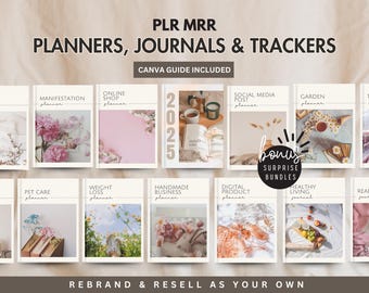 PLR Digital Product Canva Editable Planner Journal Tracker Template Bundle Master Resell Rights mrr  Done For You License Commercial Use