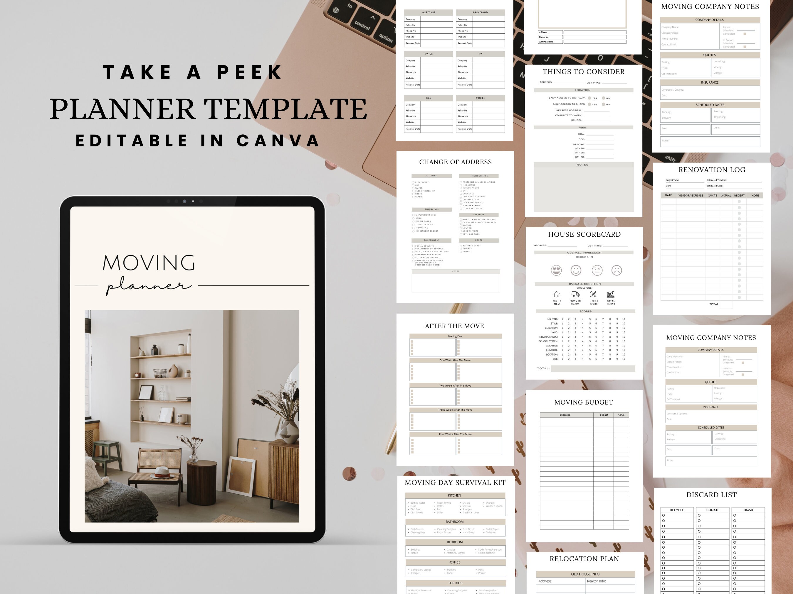 PLR Planner, PLR Moving Planner Template, Moving Checklist Printable ...