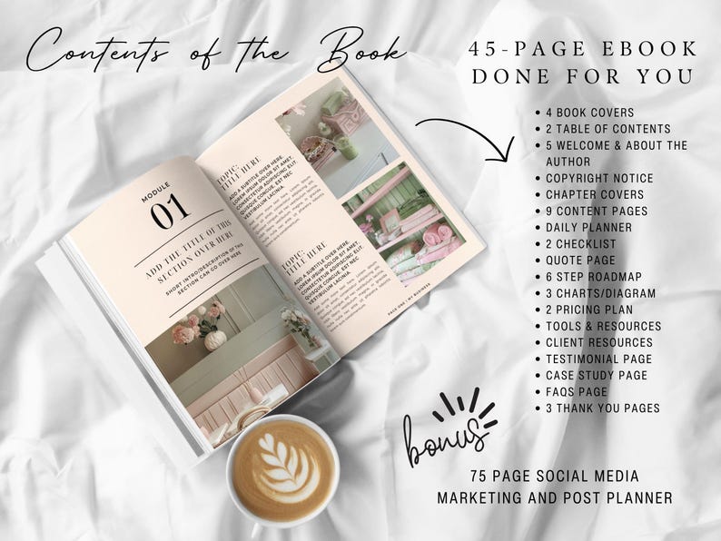 Workbook Template Canva Editable Lead Magnet Coaching Guide Book Course Creator Done for You Pastel Pink eBook Worksheet Digital Download