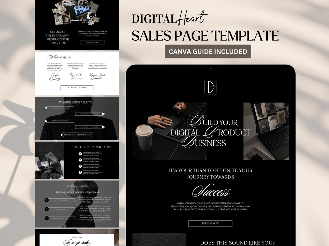 Sales Page Digital Product Template Done for You Canva Website Seller