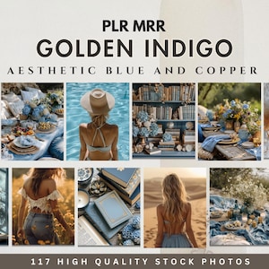 Blue and Copper Aesthetic Stock Photo Dreamy Gold Photography Faceless Content Stock Images Instagram Marketing PLR Branding Social Media