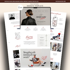 Modern Aesthetic Canva Website Template Social Media Manager Portfolio Marketing Pinterest Inspired Instagram Landing Page Content Creator