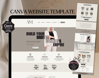 Plantilla de sitio web de Canva Sitio web de coaching Página de destino estética beige Creador de cursos Sitio web comercial de VA Sitio web de una página de Canva listo para usar