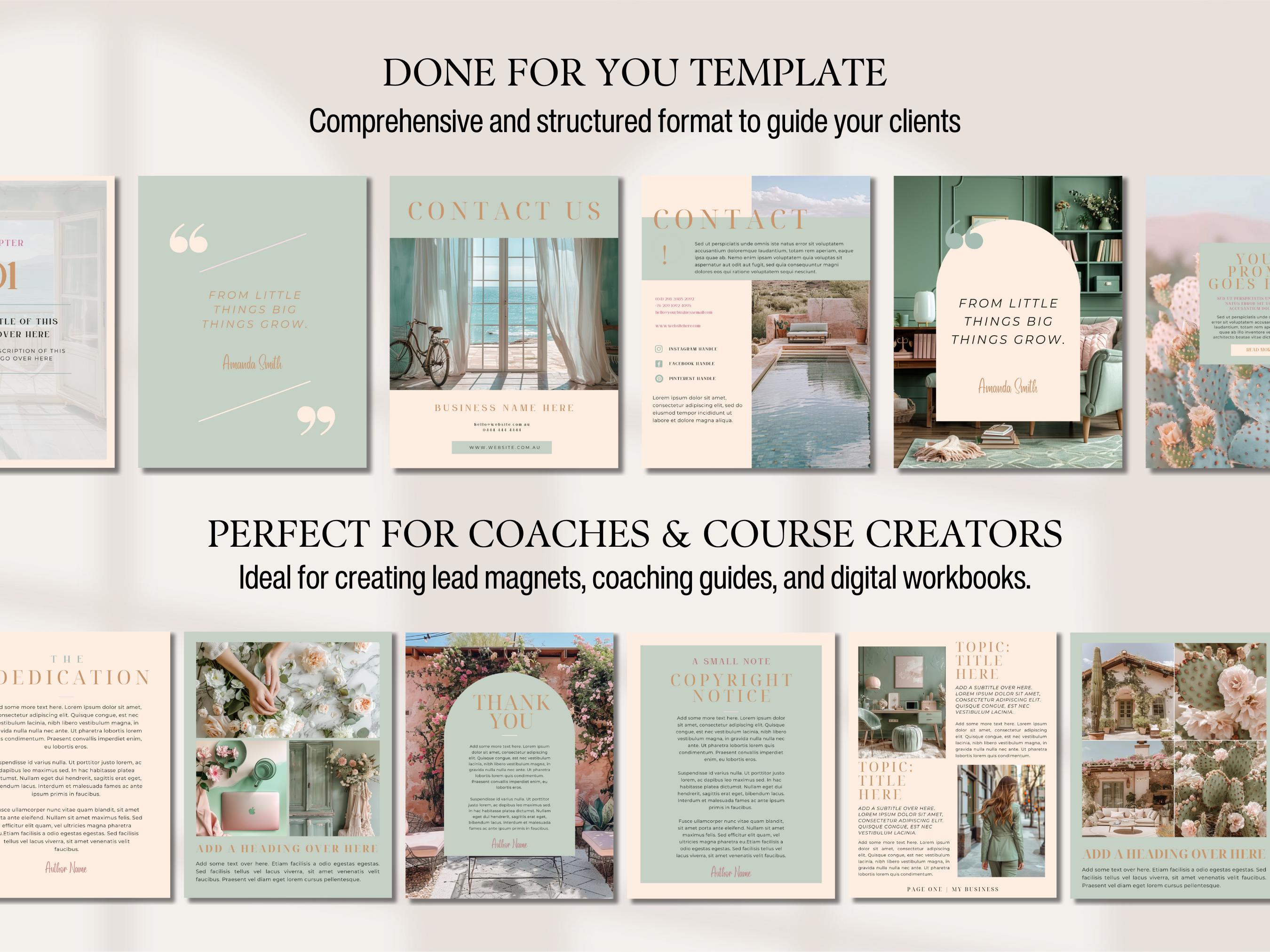 Ebook Template Canva Editable Lead Magnet Coaching Guide Book Course ...