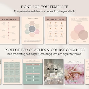 Workbook Template Canva Editable Lead Magnet Coaching Guide Book Course Creator Done for You Pastel Pink eBook Worksheet Digital Download