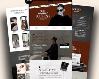 UGC Portfolio Canva Website Template Editable Content Creator Media Kit Influencer Landing Page Brand Pitch Aesthetic Girl Site Marketing