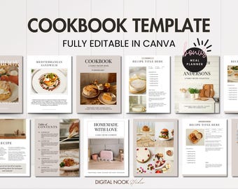 Cookbook Template Editable Recipe Book Custom Book Recipe Card Meal Planner Printable Family Cookbook Ebook Canva Template Food Blogger DFY