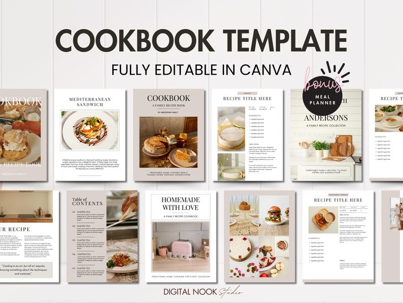Cookbook Template Editable Recipe Book Custom Book Recipe Card Meal ...