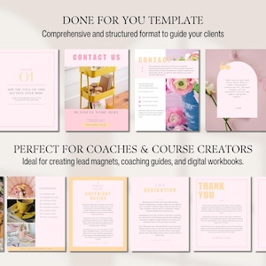 Ebook Template Canva Editable Lead Magnet Coaching Guide Book Course Creator Done for You Pink Modern Workbook Worksheet Digital Download