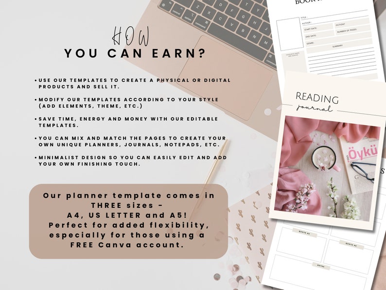 Digital Reading Journal, PLR Reading Journal, Book Tracker, Reading Tracker, Done for you Book Club Journal Plr Mrr Digital Products